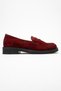 Pli̇ne Burgundy Suede Genuine Leather Women's Loafer Shoes - 6