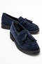 Mi̇lina Navy Blue Suede Tasseled Genuine Leather Women's Loafer Shoes