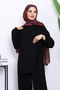 Black Side Tie Tunic with Trousers Modal Suit - 3