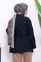 Navy Blue Snap Button Zippered Tunic - 4