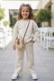 My Little One's Silvery Daisy Detailed Oversized 2-Piece Set for Girls - Cream - 2