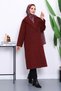 Burgundy Double-Breasted Collar Lined Cashmere Coat - 2