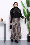Black Leopard Patterned Jacket Skirt Suit