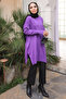 Dark Lilac Cold Yarn Mercerized Knitwear Sweater - 4