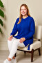 Women's Cobalt Blue Slit Tunic with Crystal Stone Accessories - 4