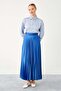 Cobalt Blue Pleated Satin Skirt - 6