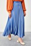 Indigo Pleated Satin Skirt - 2