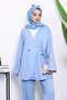 Baby Blue Tunic and Trousers Set with Tie Detail - 3