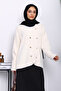 Cream Heart Button Detailed Angora Soft Knitwear Cardigan - 3