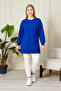 Women's Cobalt Blue Slit Tunic with Crystal Stone Accessories - 2