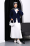 Navy Blue Angora Soft Cardigan with Front Tie Detail - 2