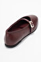 Women's Single Strap Ballerina Shoes Real Leather Rg 819 Bordo - 3