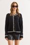 Women's Black Button Detailed Striped Beard Knitwear Cardigan Hrk-19000425 - 3