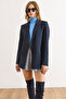 Women's Navy Blue Single Button Lined Pocket Flap Premium Blazer Jacket Ckt-19000395 - 6