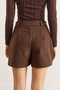 Women's Brown Pocketed Cashmere Shorts Shrt-19000080 - 2