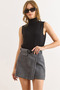 Women's Smoked Zippered Cashmere Shorts Skirt Etk-19000360