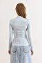 Women's Ice Blue Combed Modal Deep V Neck Stretchy Blouse Blz-19003136 - 2