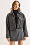 Women's Smoked Lined Zippered Double Pocket Detailed Crop Cashmere Jacket Ckt-19000484 - 2