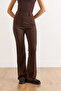 Women's Brown Polyviscon Spanish Leg Draped Trousers Pnt-19000369 - 4