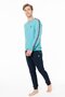 Men's Crew Neck Long Sleeve Pajama Set S26942 Taped Legs - 2