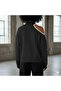 Modern Open Shoulder (Single Shoulder) Turtleneck Women's Sweatshirt - Black Color - 3