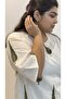 White & Green leaf Oversized Cotton Kurta Set - 4