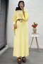 Volan Sleeve Ribbed Knit Dress – Yellow - 6