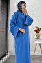 Volan Sleeve Ribbed Knit Dress – Blue - 8