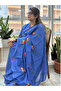 Royal Blue Floral Embroidered Anarkali Kurta Set - 5