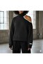 Modern Open Shoulder (Single Shoulder) Turtleneck Women's Sweatshirt - Black Color