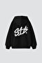 S16 Printed Oversize Unisex Black Hoodie - 2
