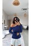 Navy Blue Imported Modal Fabric Off-Shoulder Blouse