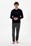 Men's Crew Neck Long Sleeve Pajama Set S26934 Comfortable Fabric - 4