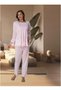 Women's Pink Special Design Lace Long Sleeve Cotton Maternity Pajama Set - 2