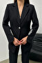 Women's Double Set Stone Detailed Pipe Leg Blazer Jacket Pants Set - 7