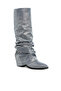 Women Fold-Over Slouchy Denim Boot in Blue - 2