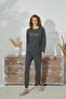 Women's Smoked Color Long Sleeve Crew Neck Printed Pajama Set C5T5N251 - 2