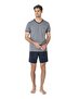 5640 Men's Navy Blue Knitwear Pajama Set with Robe, 5 Pieces - 4