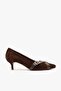 Simone Brown Suede Leather Women's Heeled Shoes