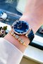 Original Women's Wristwatch, Cut Glass Waterproof Navy Blue Steel Band - Bracelet Gift Dkby2050C1 - 2