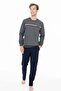 Men's Crew Neck Long Sleeve Pajama Set S26925 Comfortable Fabric
