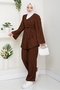 İlgen Ruffled Double Set 1610 - Brown - 4