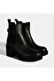 Women's Black Metal Buckle Detailed Heeled Boots