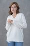 Ecru Knitwear Fabric V-Neck Long Oversize Sweater 4093 - 7