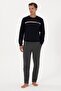 Men's Crew Neck Long Sleeve Pajama Set S26925 Comfortable Fabric - 4