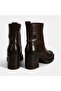 Women's Brown Thick Heeled Leather Boots - 8