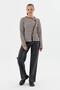 Striped Asymmetrical Cut Cardigan Brown - 4