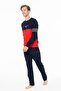Men's Crew Neck Long Sleeve Pajama Set S26930 with Pocket - 2