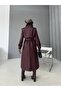 Women's Lined Premium Leather Trench Coat with Epaulettes and Cape - 8