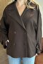 Brown Double Breasted Short Trench Coat - 7537 - 6